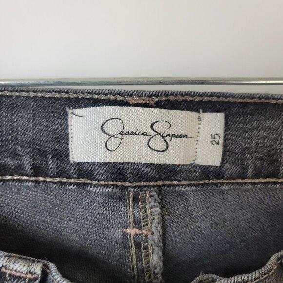 Jessica Simpson Mika Best Friend Gray Floral Embroidered Distressed Jeans - Picture 10 of 16